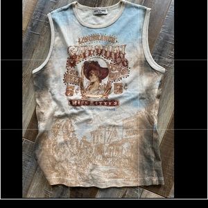 Skinnie Minnie western print studded tank top